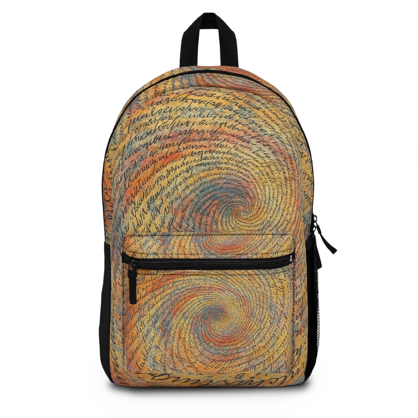 Colorful Swirl Backpack by Printify, bohemian-style school bag with vibrant patterns, perfect for book lovers and casual outings.
