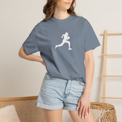 Sporty Unisex Garment-Dyed T-Shirt with Football Player Graphic, Activewear, Casual Wear, Gift for Runners, Fitness Apparel, Everyday Style