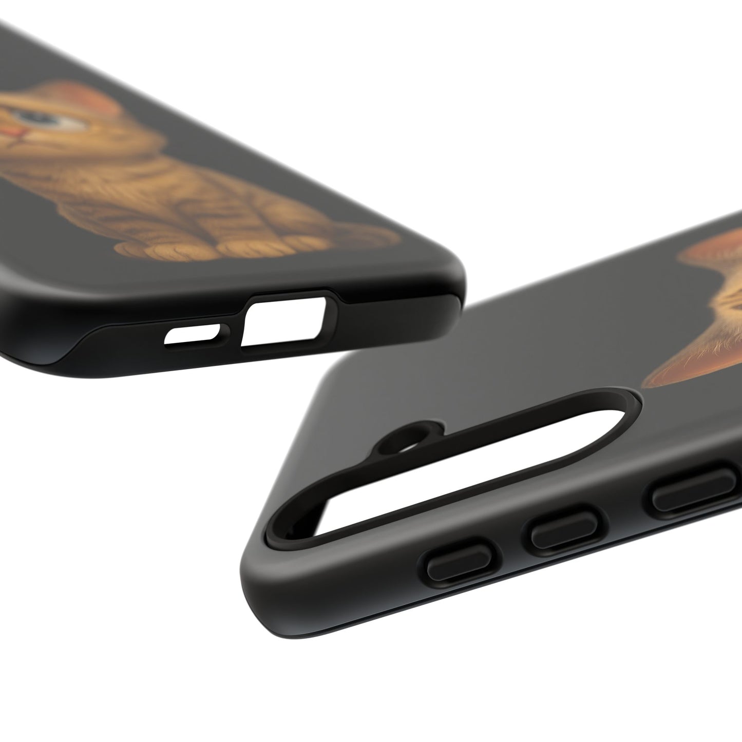 Cute sad kitty print phone case for iPhone, protective Printify cat design with a sad feline face on a durable cover.