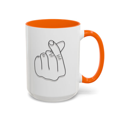 K-Pop Accent Mug - Love Gesture Design (11oz, 15oz), Korean Pop Coffee Cup, K-Pop Lover Gift, Cute Drinkware, Unique Mug