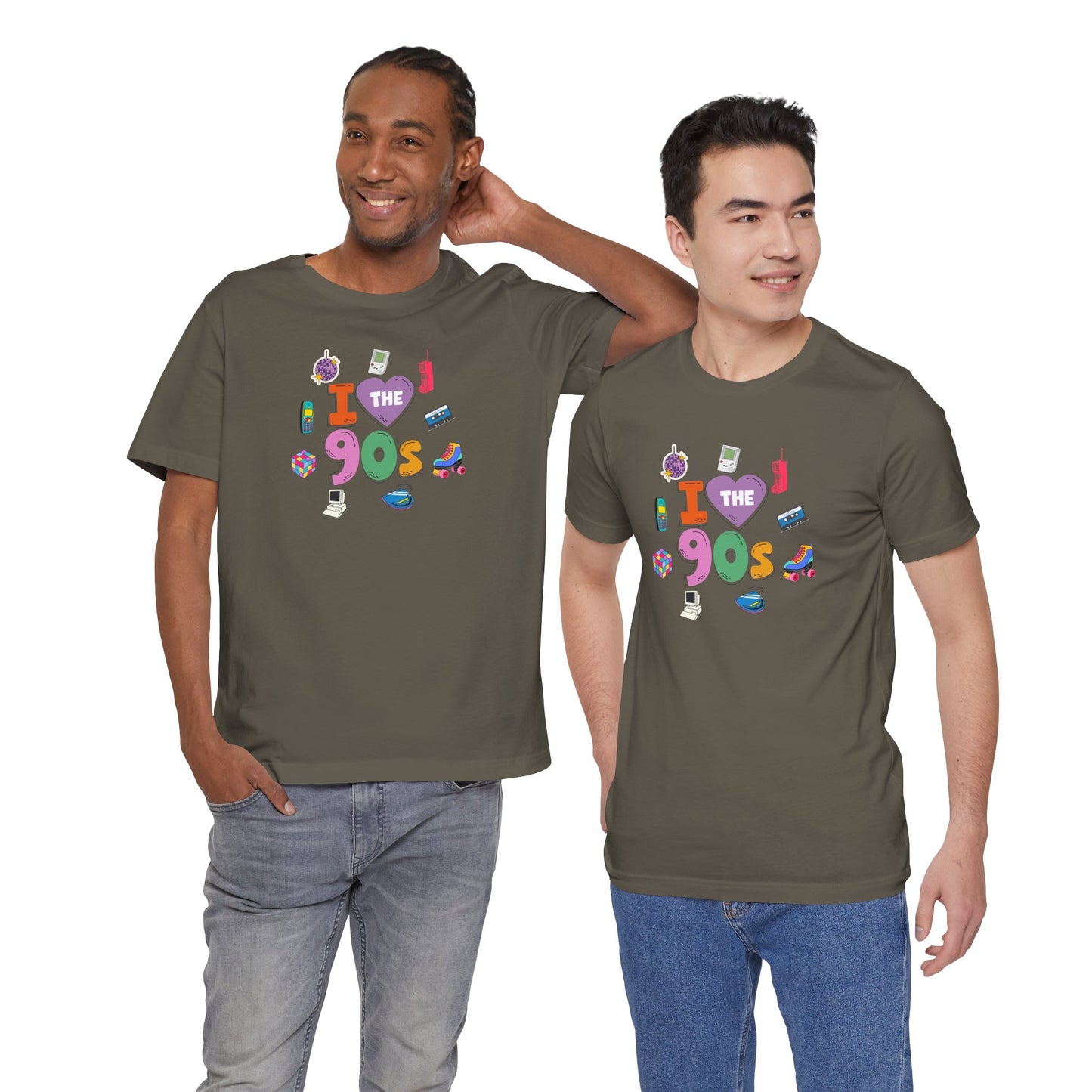 I  Love the 90's Short Sleeve Tee - Retro Graphic Tee, Vintage Style Shirt, Perfect for Casual Outings, 90s Nostalgia Apparel