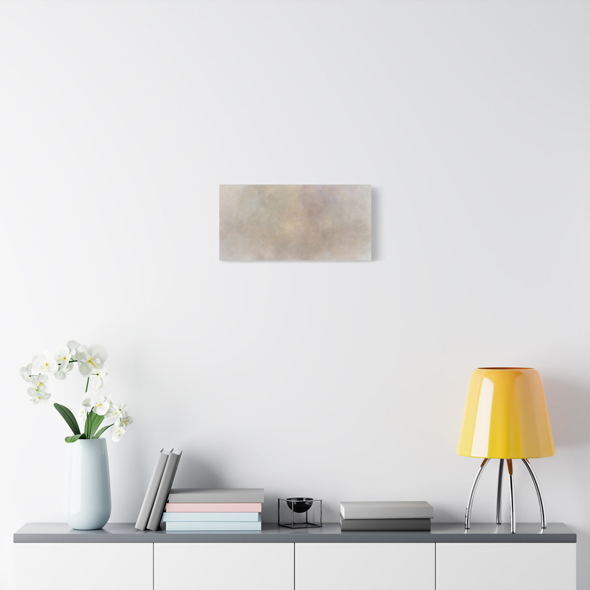 Soft neutral abstract fog canvas print by Printify featuring a calming, modern design in muted tones on high-quality canvas.