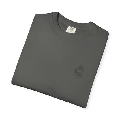 Cozy Cat on Books T-Shirt | Reading Tea Stack Illustration