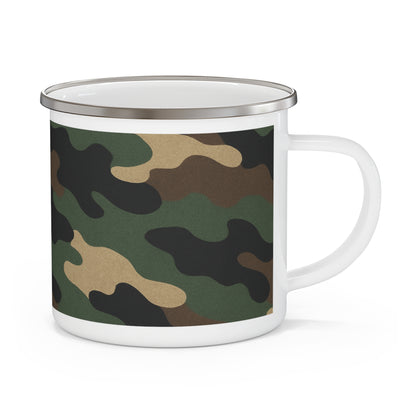 Camouflage Enamel Camping Mug - Adventure Gear, Outdoor Enthusiast Gift, Hiking Accessories, Travel Mug, Rustic Home Decor