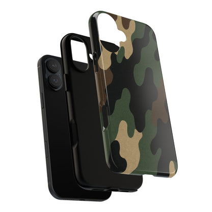 Rugged military green camo Printify tough phone case providing durable protection for smartphones.