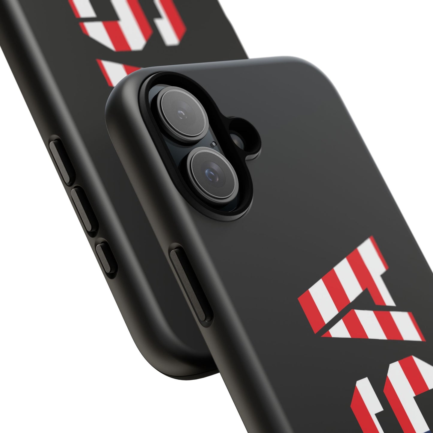 USA Phone Case with American flag design, durable Printify patriotic tough case for smartphones, featuring bold red, white, and blue colors.