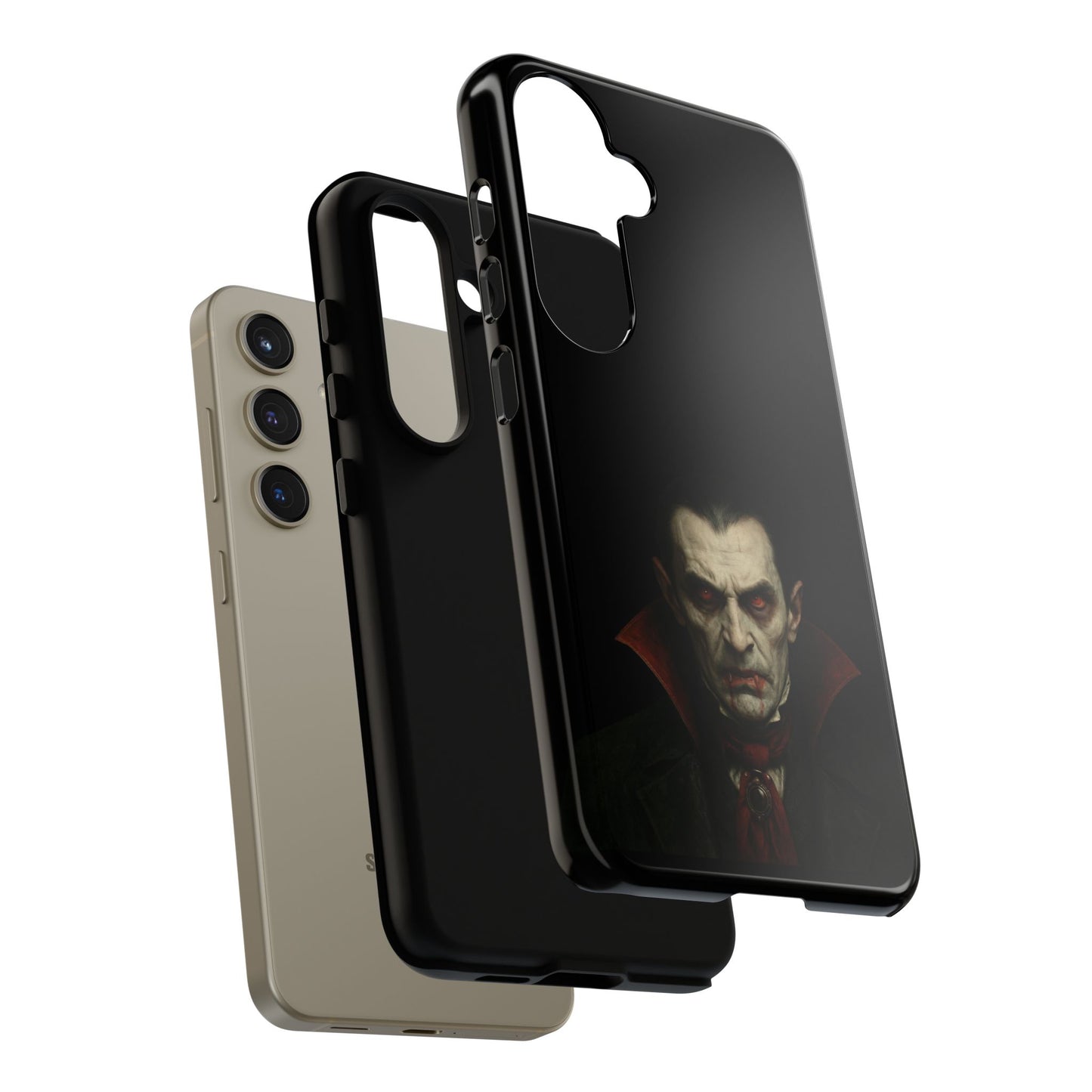 Gothic vampire portrait phone case for iPhone featuring Dracula horror design, by Printify, with dark, eerie artwork.
