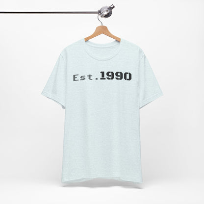 Unisex Est. 1990 Nostalgic Jersey Tee - Perfect Gift, Vintage Style, Retro Fashion, Birthday Celebration, Casual Wear - TRV