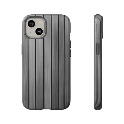 Ribbed metal texture phone case for iPhone, tough protective Printify phone cover with metallic finish and precise cutouts.