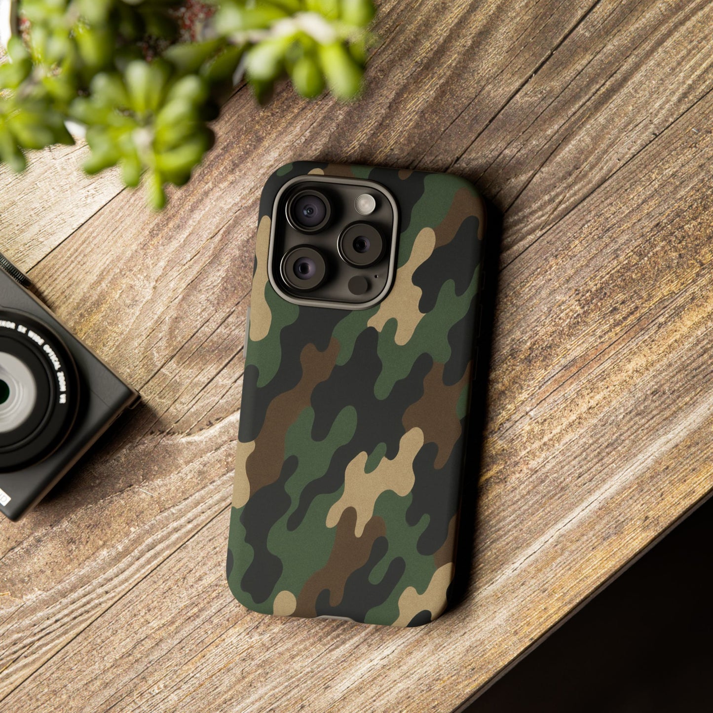 Camouflage tough phone case by Printify featuring rugged camo design for durable protection.