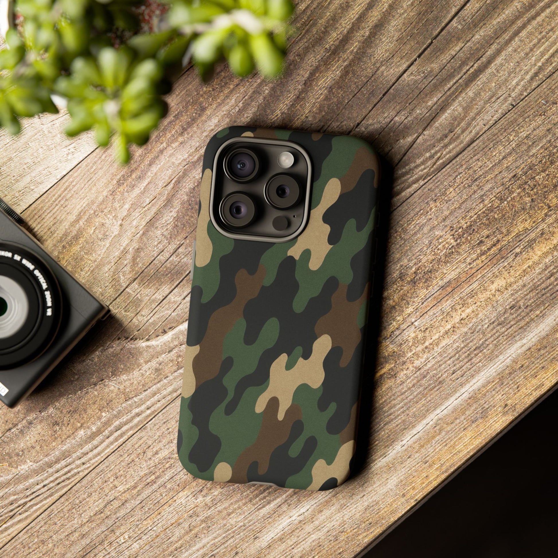 Camouflage tough phone case by Printify featuring rugged camo design for durable protection.