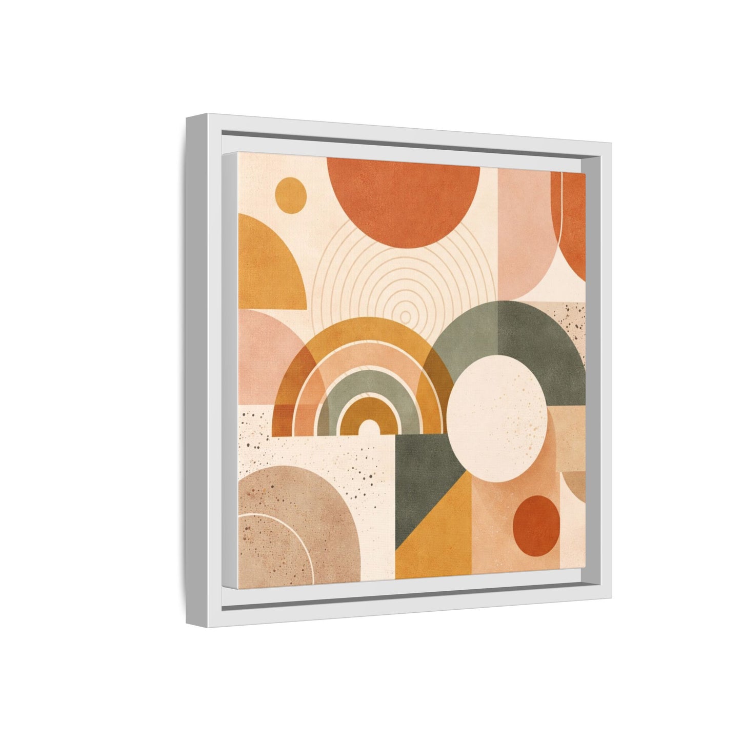 Abstract Terracotta Geometric Rainbow Matte Canvas Framed