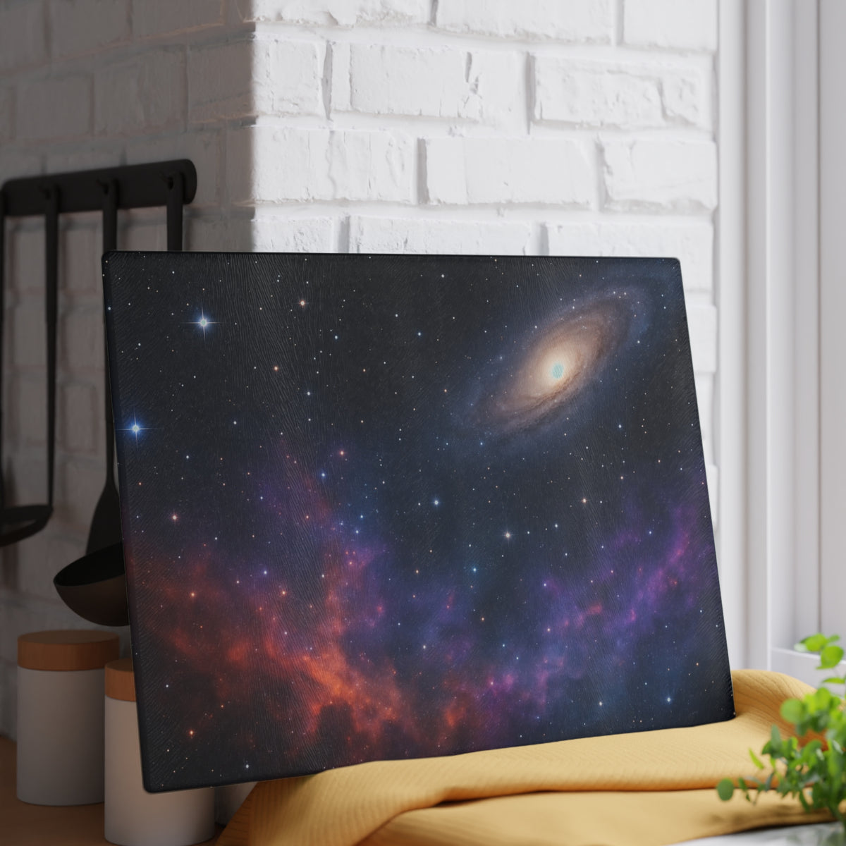 Galaxy Nebula Glass Cutting Board — Space Constellation Kitchen Board