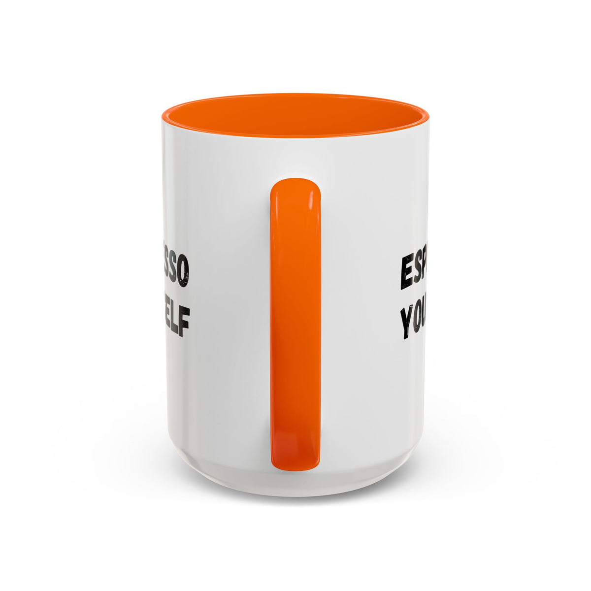 White ceramic espresso mug with "Espresso Yourself" text, perfect for coffee lovers, 11 oz size, by Printify.