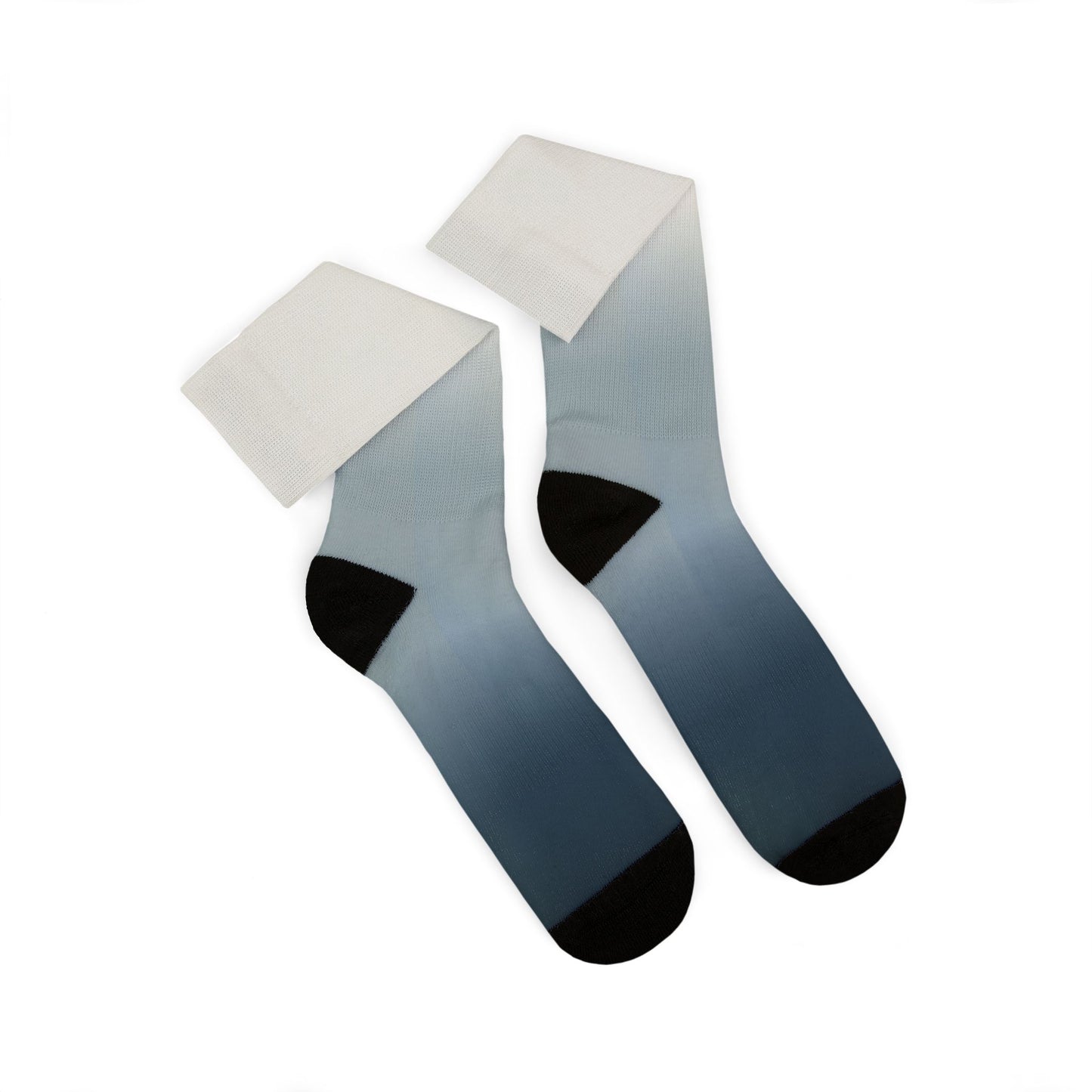 Blue Gray Ombre Sublimation Socks | Gradient Crew Socks