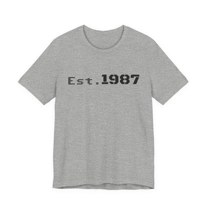Vintage Est. 1987 T-Shirt by Printify featuring a classic born 1987 design on a comfortable cotton tee.