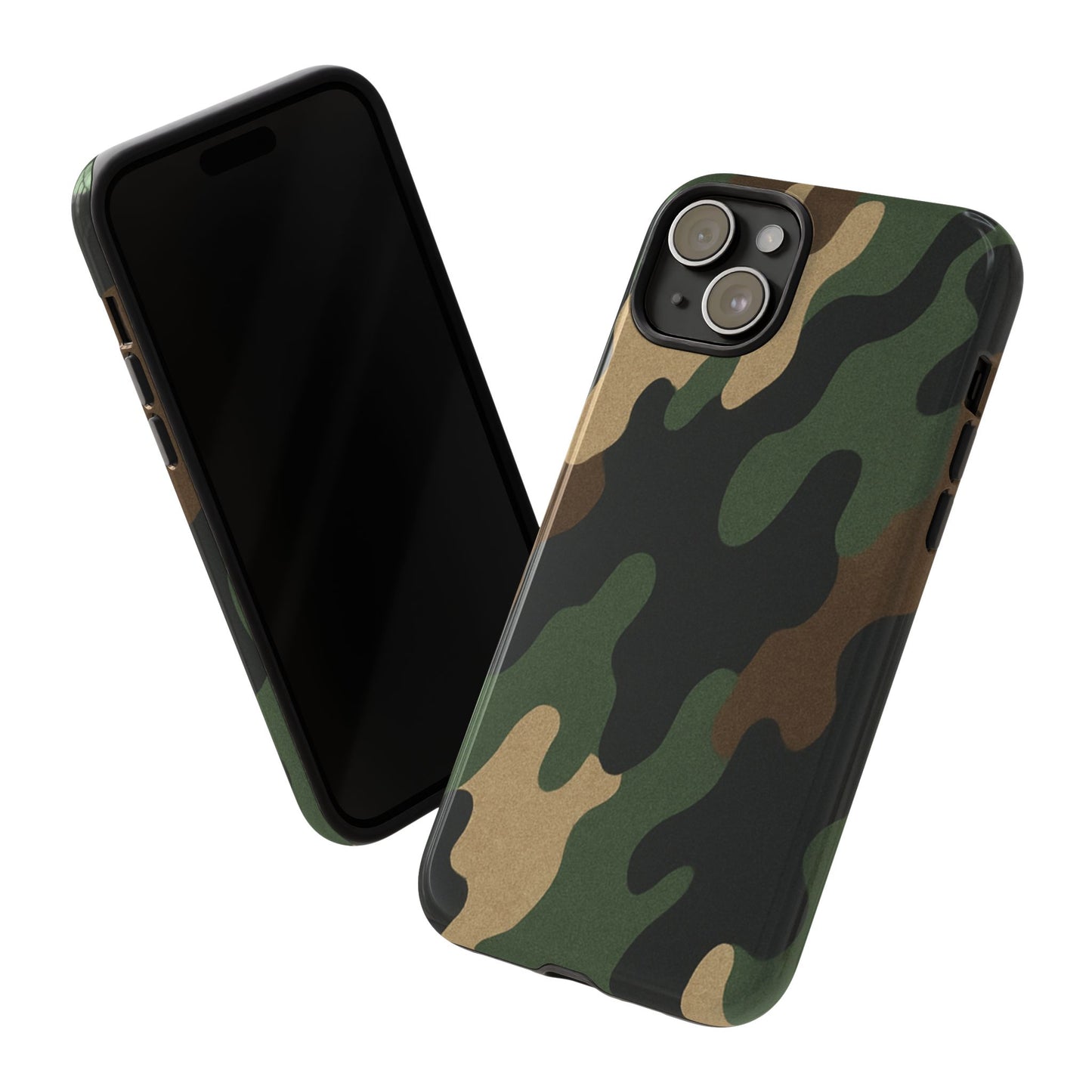 Military green camo tough phone case by Printify, rugged protective cover for smartphones with durable design.