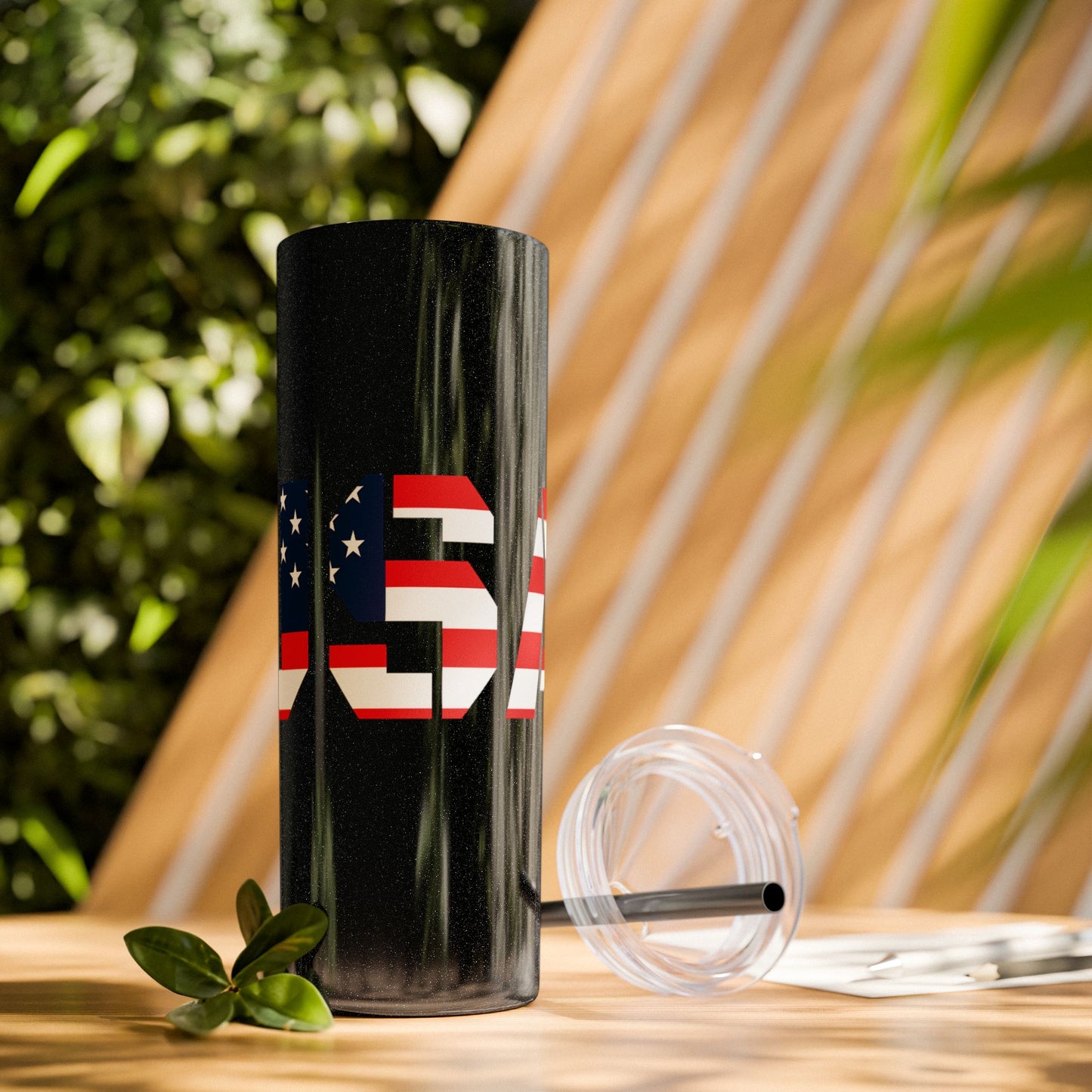 Skinny Tumbler — USA Flag 20oz Straw Tumbler (Patriotic Travel Cup)