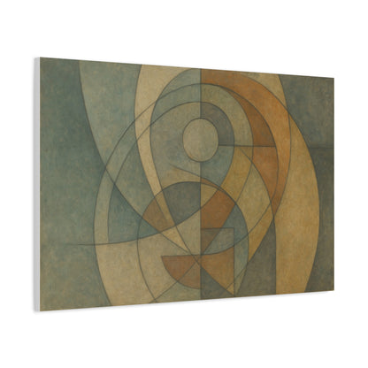 Abstract geometric circles matte canvas print featuring bold shapes and vibrant colors on a high-quality canvas from Printify.