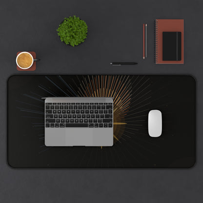Golden Starburst Desk Mat | Celestial Radiant Light Mousepad - TRV