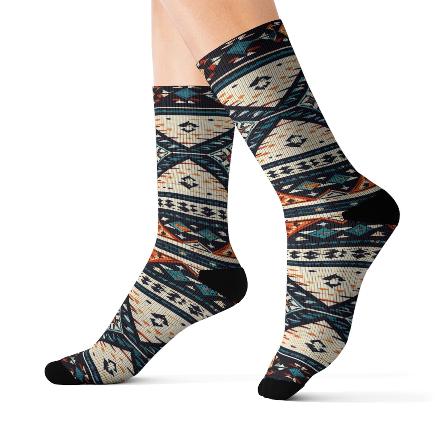 Southwestern Aztec Pattern Socks | Tribal Geometric Sublimation Socks