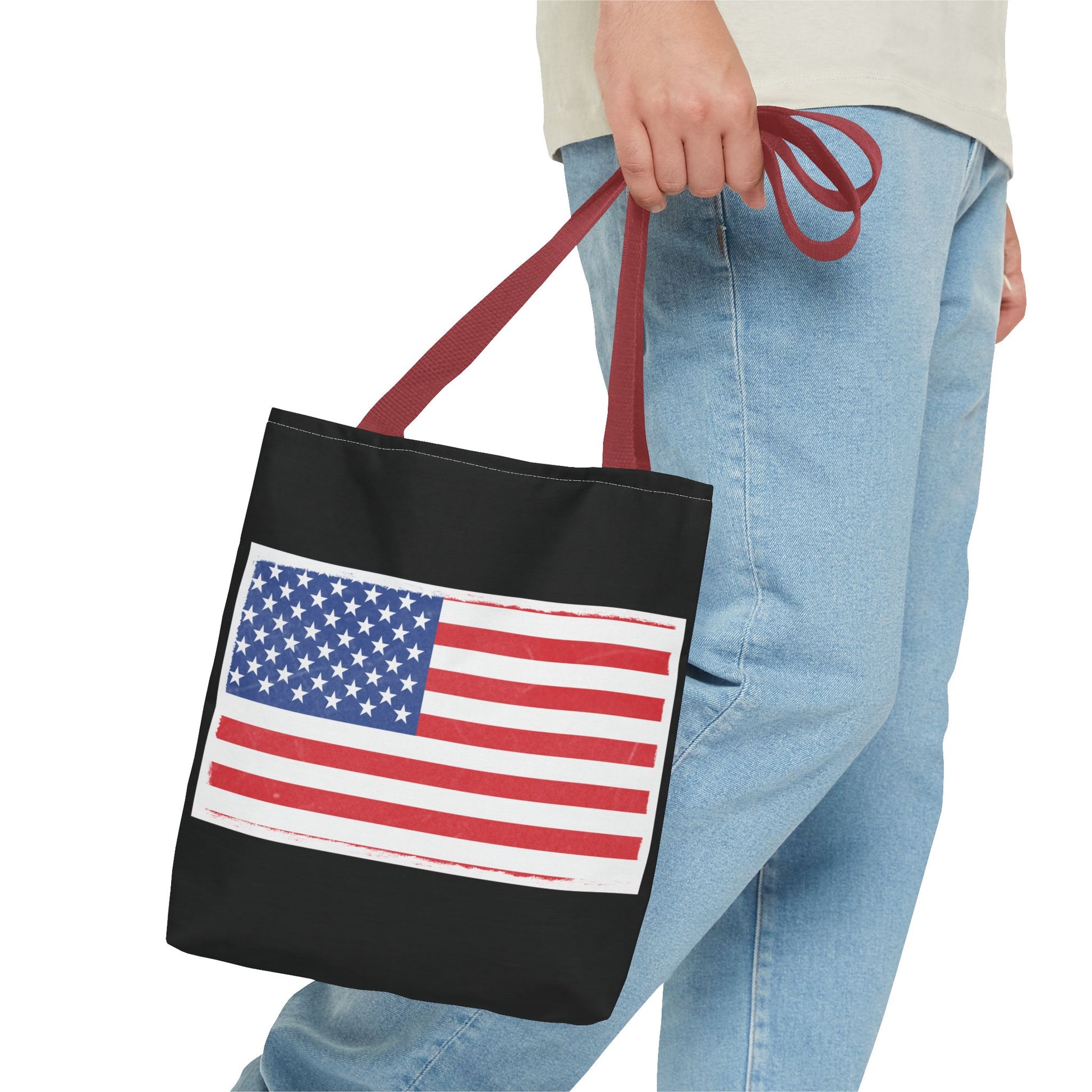 Patriotic Tote Bag, American Flag Carryall, Beach Bag, Reusable Shopping Tote, Independence Day Gift - TRV