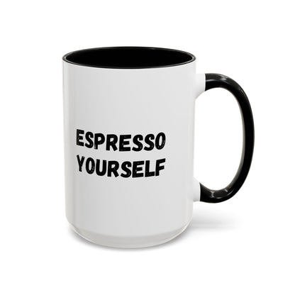 Espresso Yourself Coffee Mug - Fun Black Accented Mug for Coffee Lovers, Great Gift for Birthdays, Christmas, and Housewarming