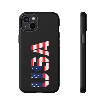 USA phone case with patriotic American flag design, durable Printify tough phone case for smartphones.