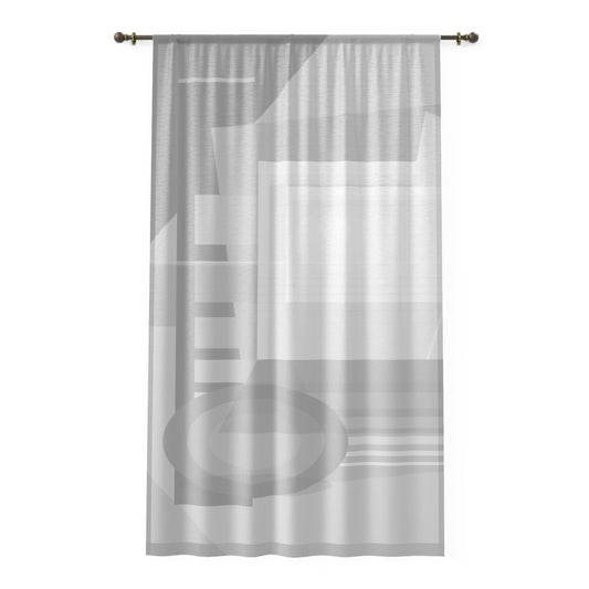 Abstract geometric window curtain by Printify featuring modern minimal sheer panel for stylish home decor.