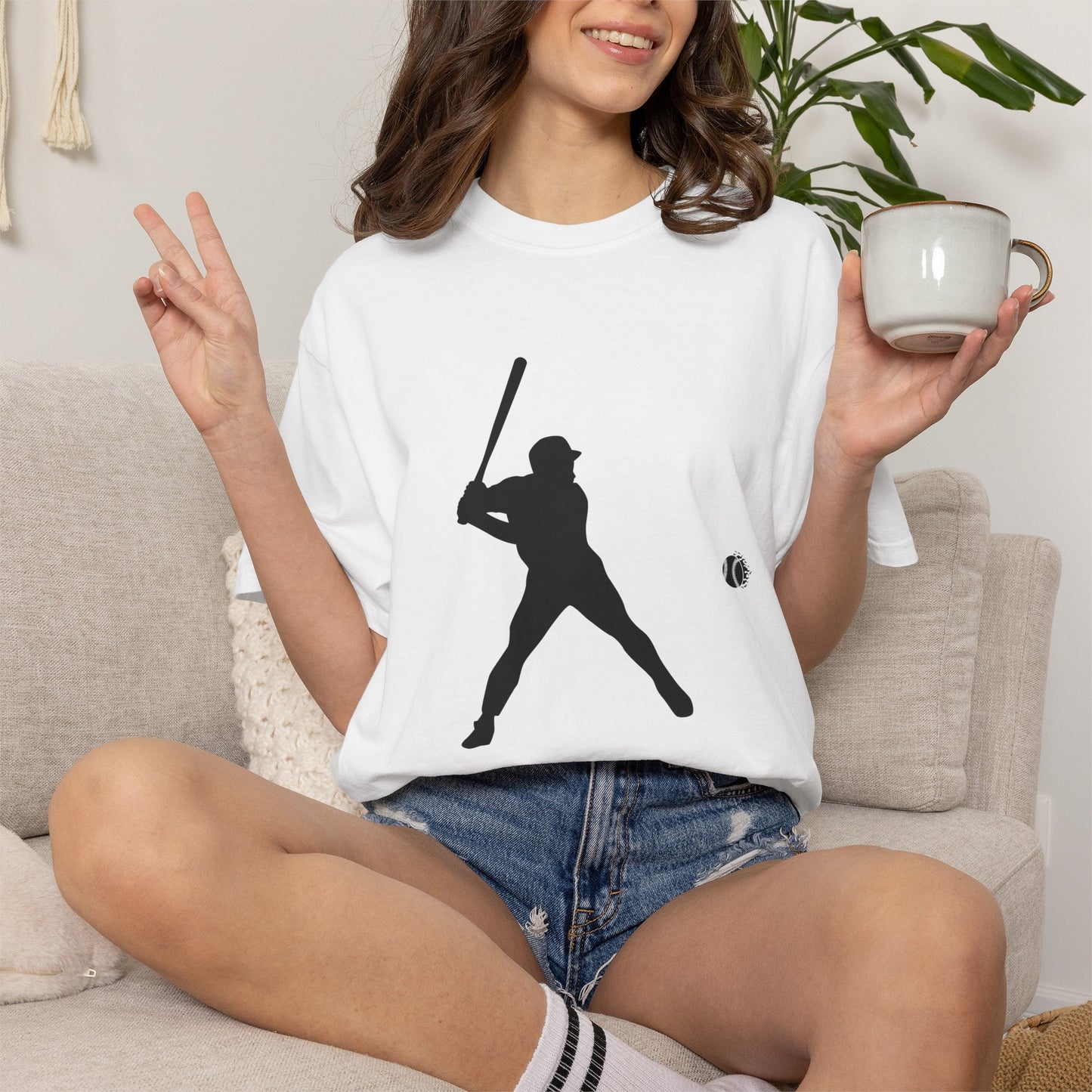 Unisex Baseball Silhouette Tee, Casual Wear, Sports Fan Apparel, Gift for Athletes, Summer Outing Outfit, Soft Cotton Shirt