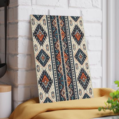 Southwestern Aztec Pattern Glass Cutting Board — Rustic Kitchen Decor