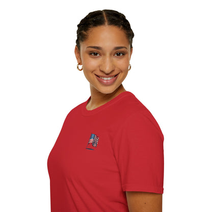 Patriotic Unisex Softstyle T-Shirt, American Flag Tee, USA Pride Shirt, Perfect for Independence Day, Casual Wear - TRV