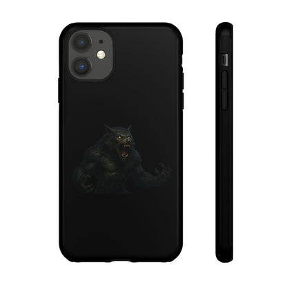 Werewolf phone case with dark monster graphic, tough protective design for smartphones, by Printify.