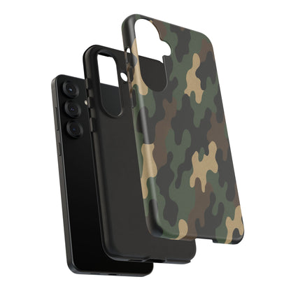 Camouflage tough phone case by Printify, rugged protective camo design for durable smartphone protection.