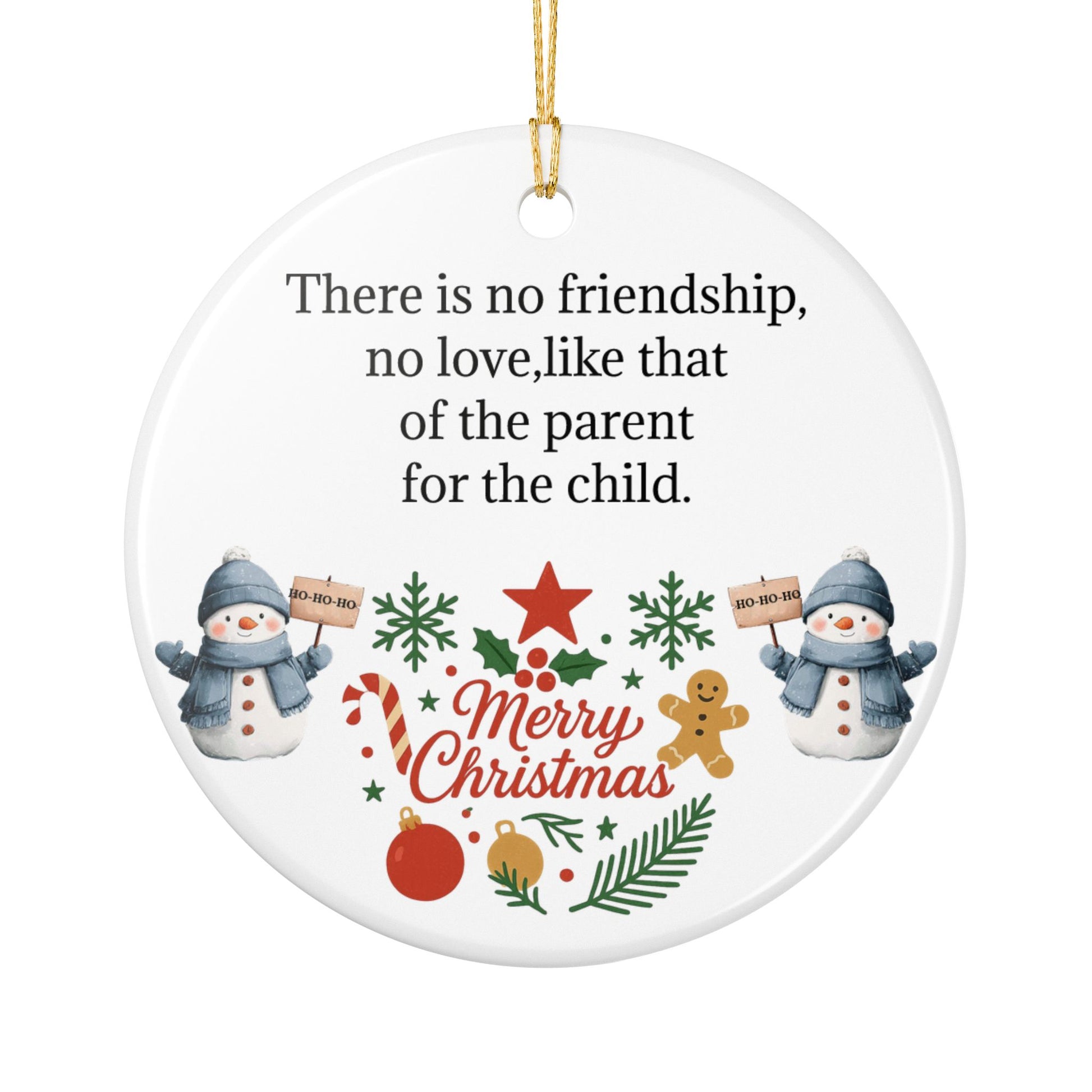 Parent Child Quote Merry Christmas Ornament | Ceramic Holiday Ornament - TRV