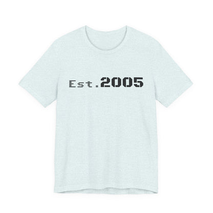 Minimal Est. 2005 T-shirt by Printify featuring anniversary year design on a casual cotton tee.