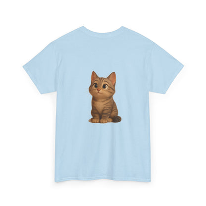 Brown kitten graphic T-shirt for cat lovers, featuring a cute cat design on a comfortable Printify cotton T-shirt.