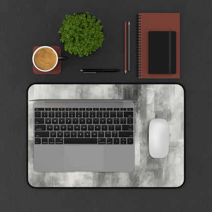 Abstract gray brushstroke desk mat by Printify, neutral modern desk pad with artistic design for workspace protection and style.