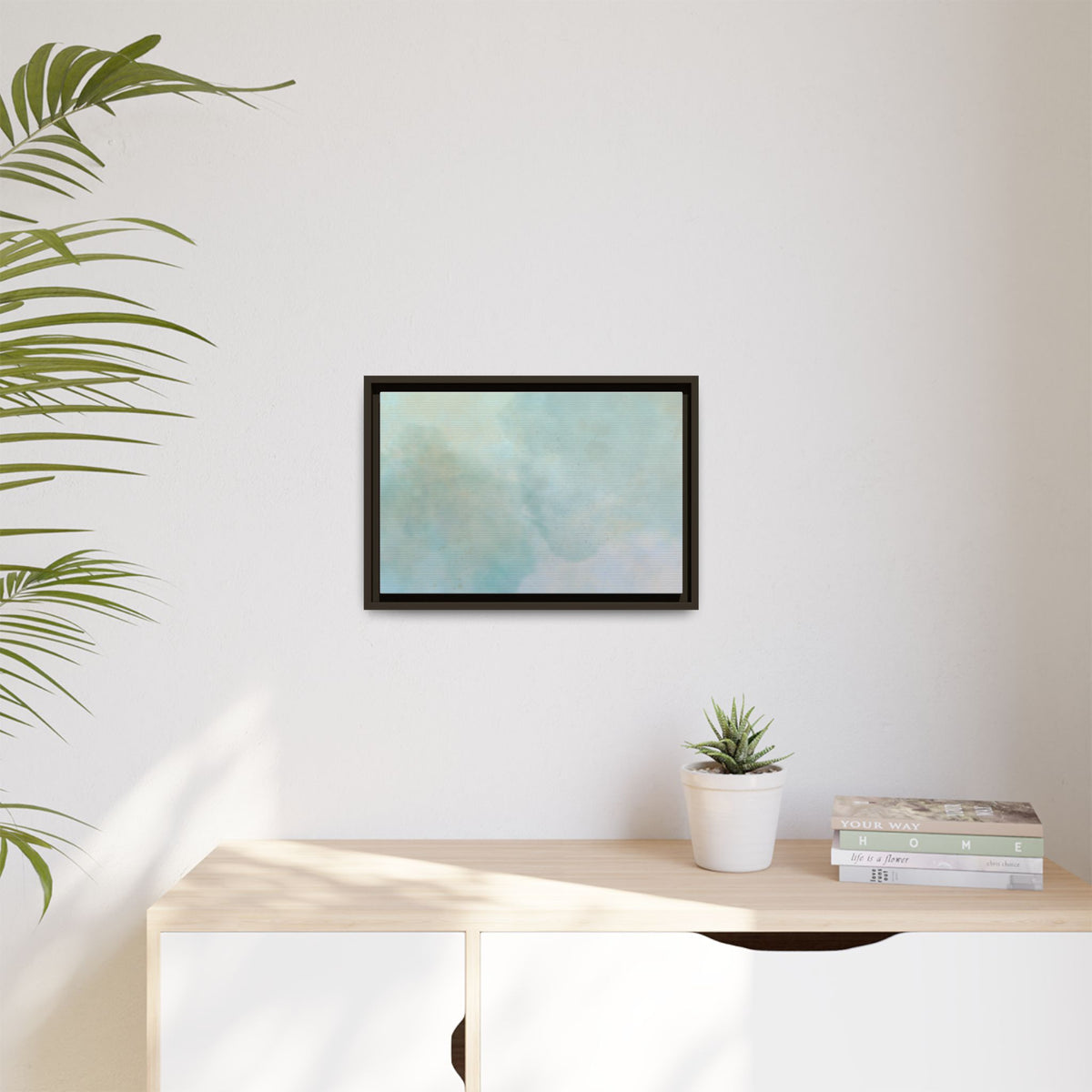Soft abstract pastel watercolor design on matte canvas by Printify, showcasing a colorful, artistic wall decoration.