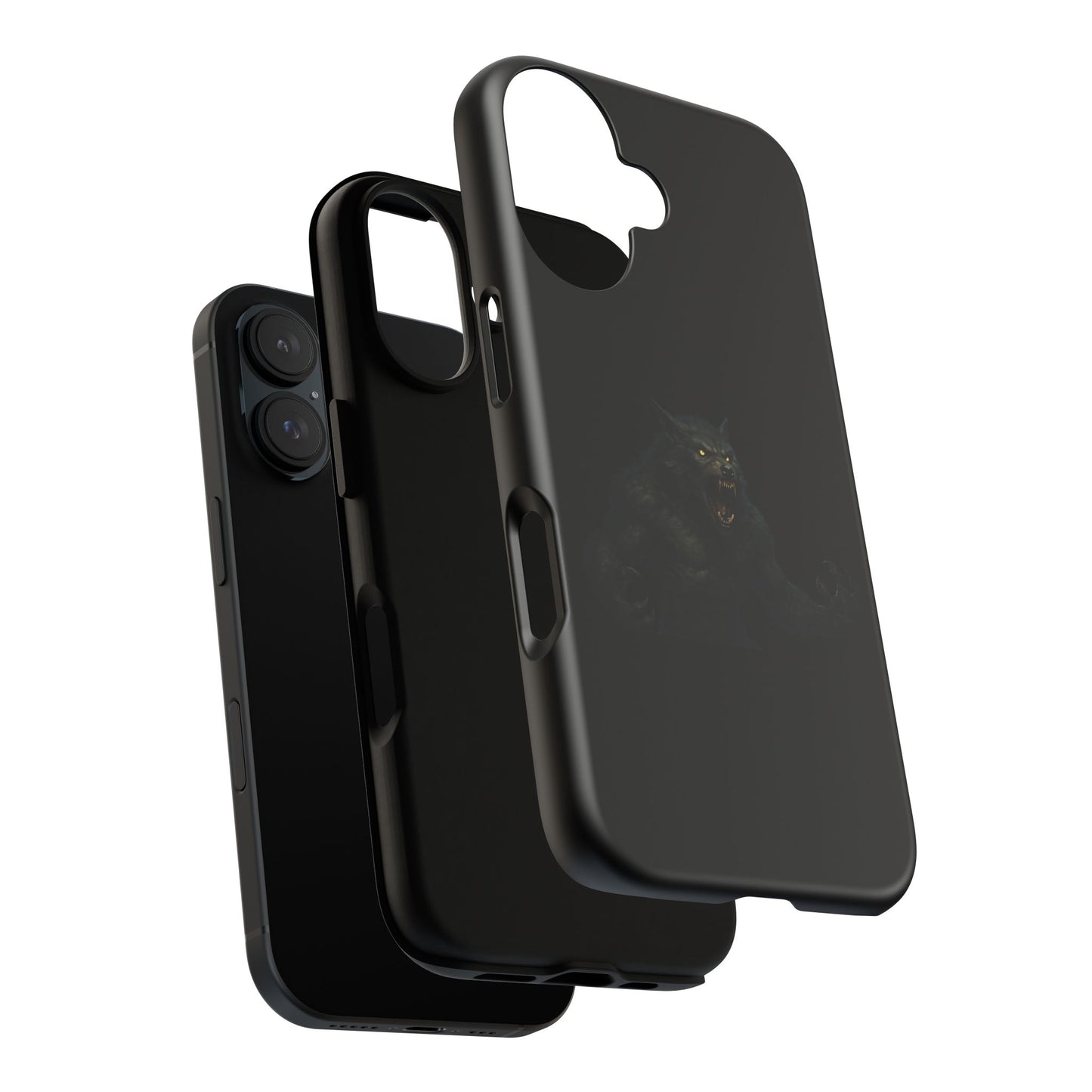 Werewolf phone case with dark monster graphic, tough protective design for smartphones, by Printify.