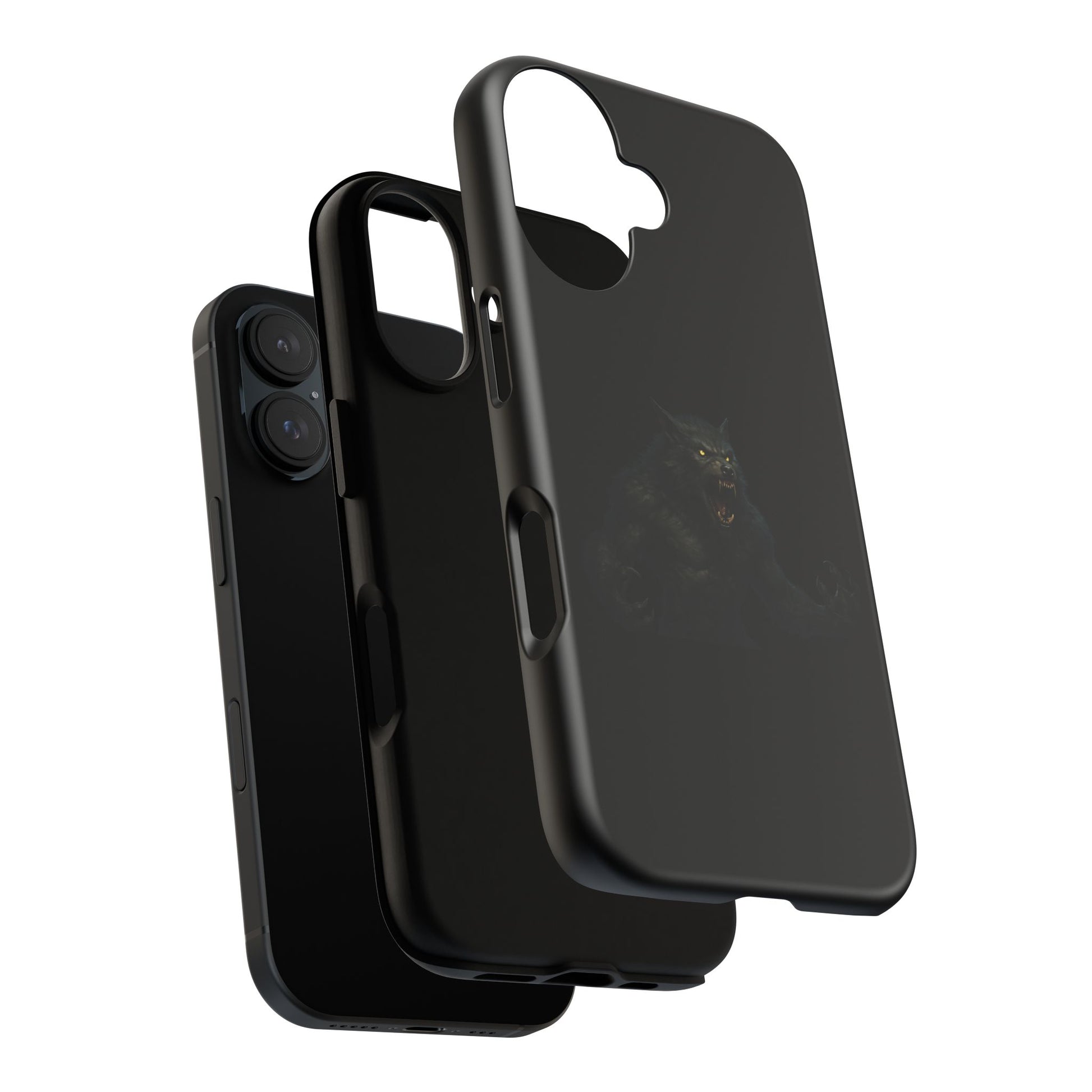 Werewolf phone case with dark monster graphic, tough protective design for smartphones, by Printify.