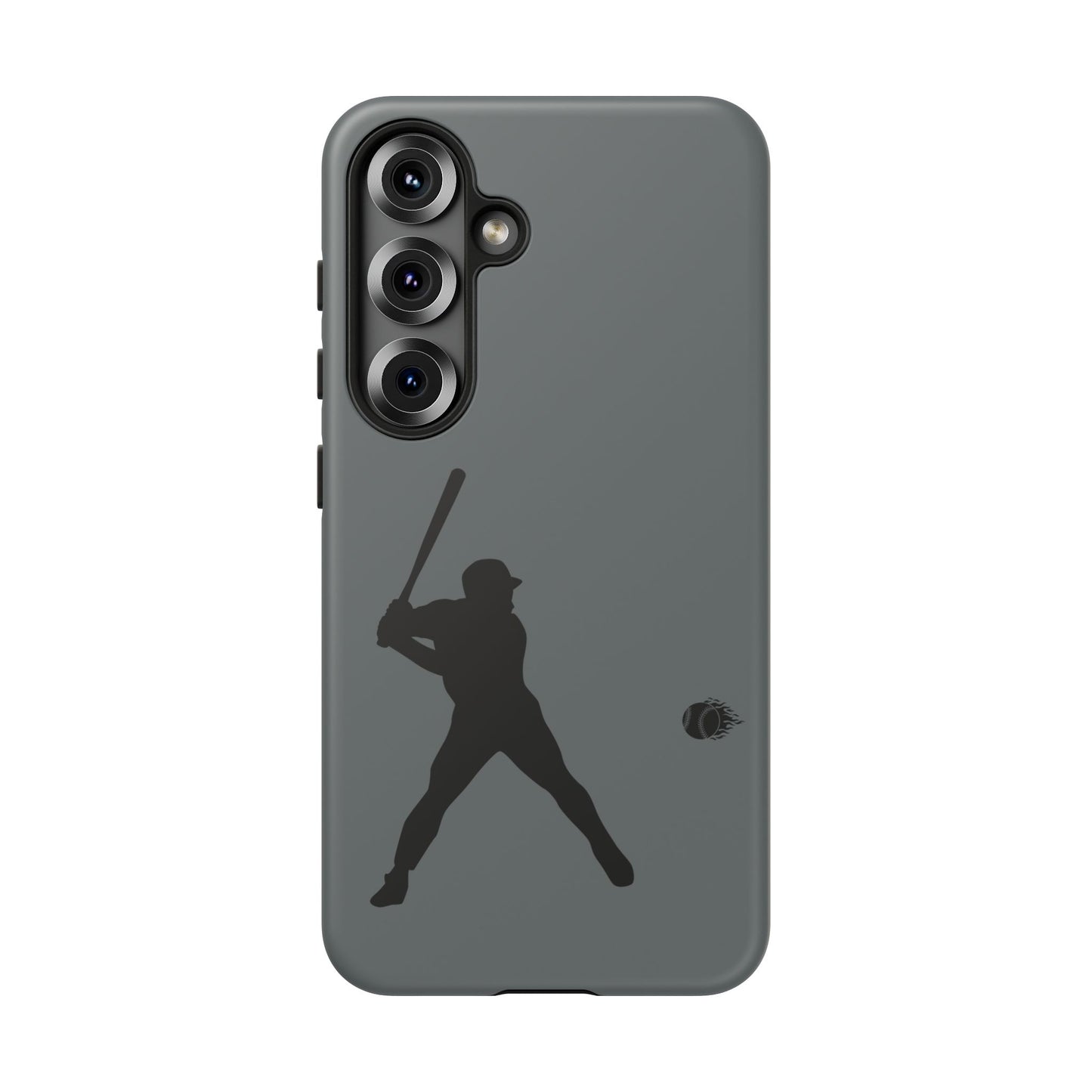 Black baseball silhouette tough phone case for iPhone, durable protective sport design by Printify.