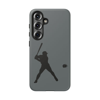 Black baseball silhouette tough phone case for iPhone, durable protective sport design by Printify.