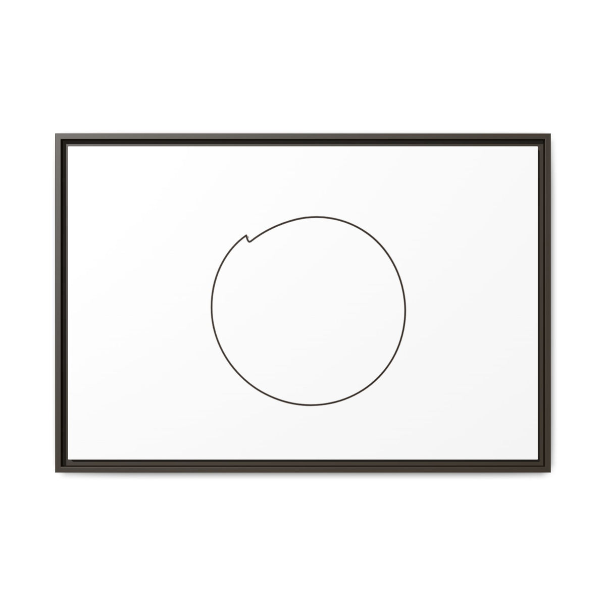 Framed matte canvas wall art featuring a minimal circular line design, printed by Printify, suitable for modern home decor.