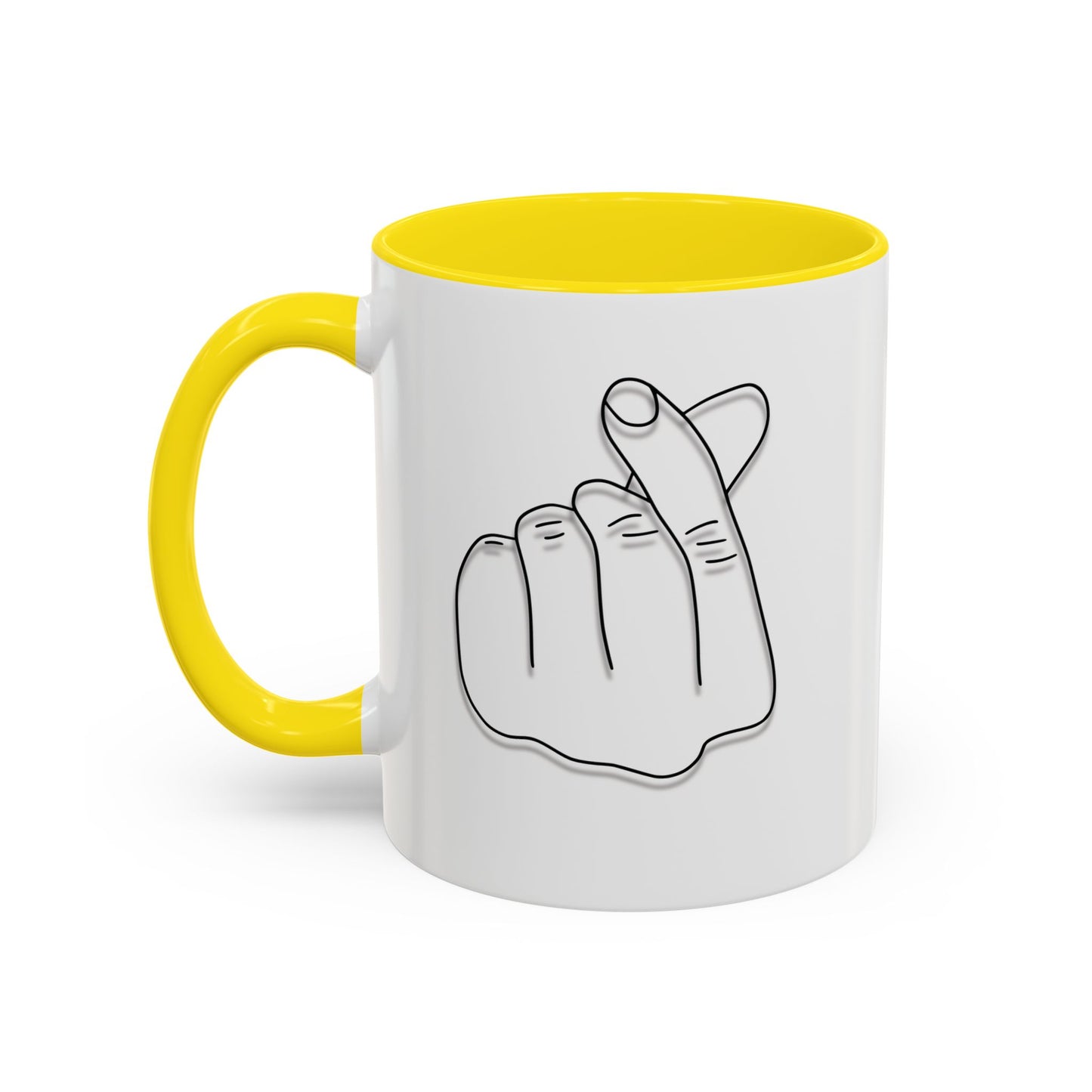K-Pop Accent Mug - Love Gesture Design (11oz, 15oz), Korean Pop Coffee Cup, K-Pop Lover Gift, Cute Drinkware, Unique Mug