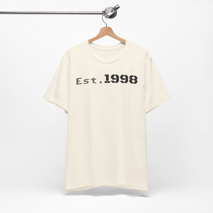 Est. 1998 Unisex Short Sleeve Tee, Vintage Style T-Shirt, Birthday Gift, Casual Wear, Retro Fashion, Unisex Apparel
