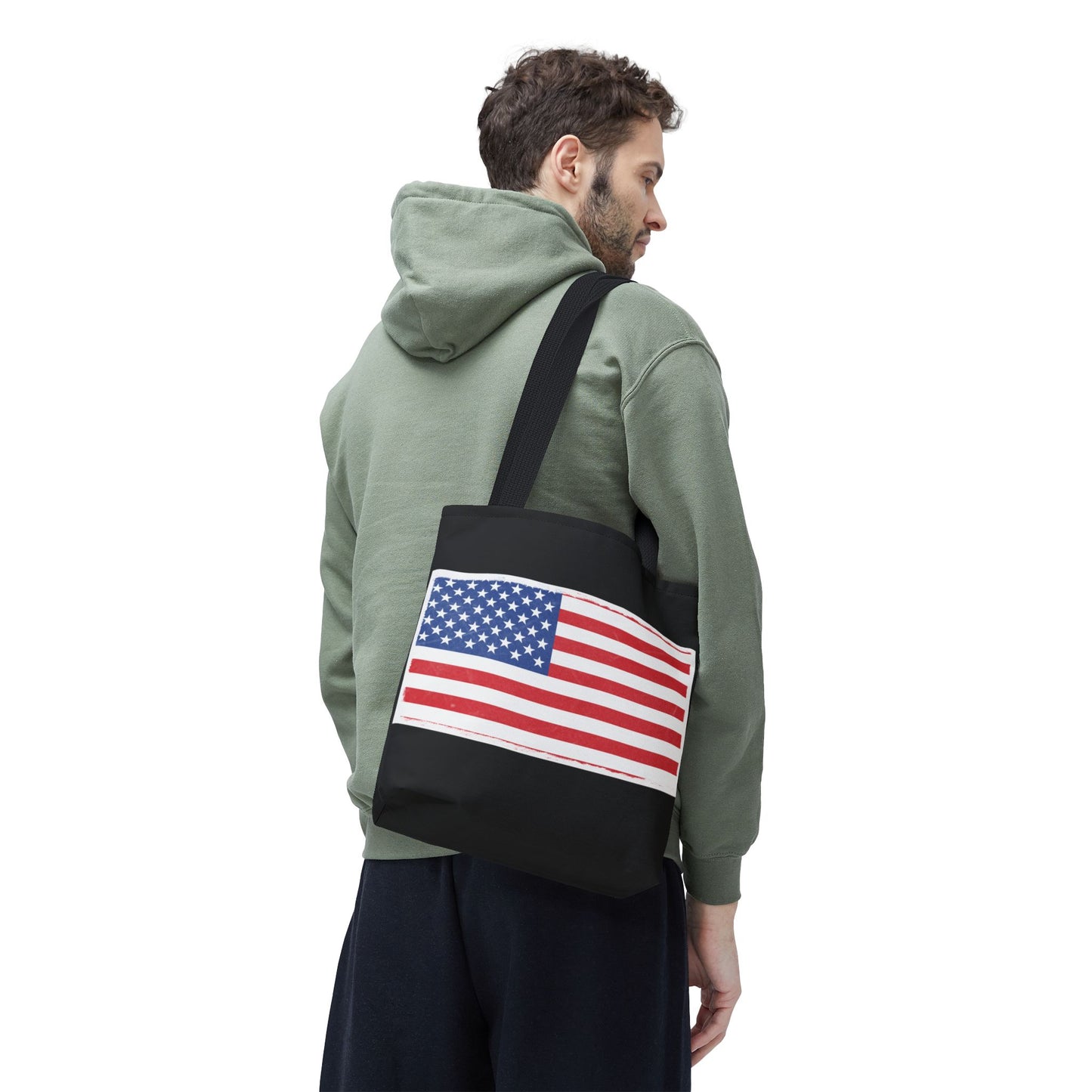 Patriotic Tote Bag, American Flag Carryall, Beach Bag, Reusable Shopping Tote, Independence Day Gift - TRV