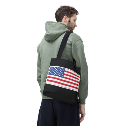Patriotic Tote Bag, American Flag Carryall, Beach Bag, Reusable Shopping Tote, Independence Day Gift - TRV