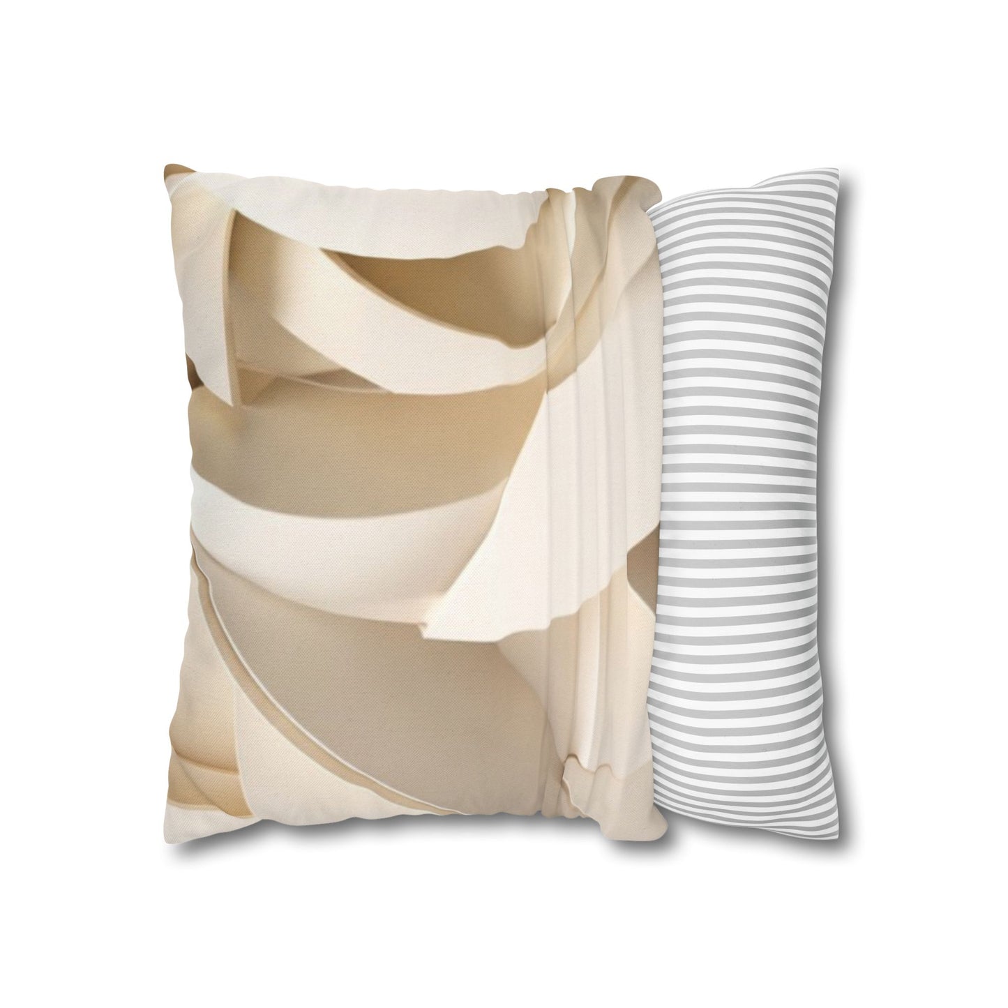Beige Abstract Paper Swirl Pillowcase Spun Polyester Square Pillowcase
