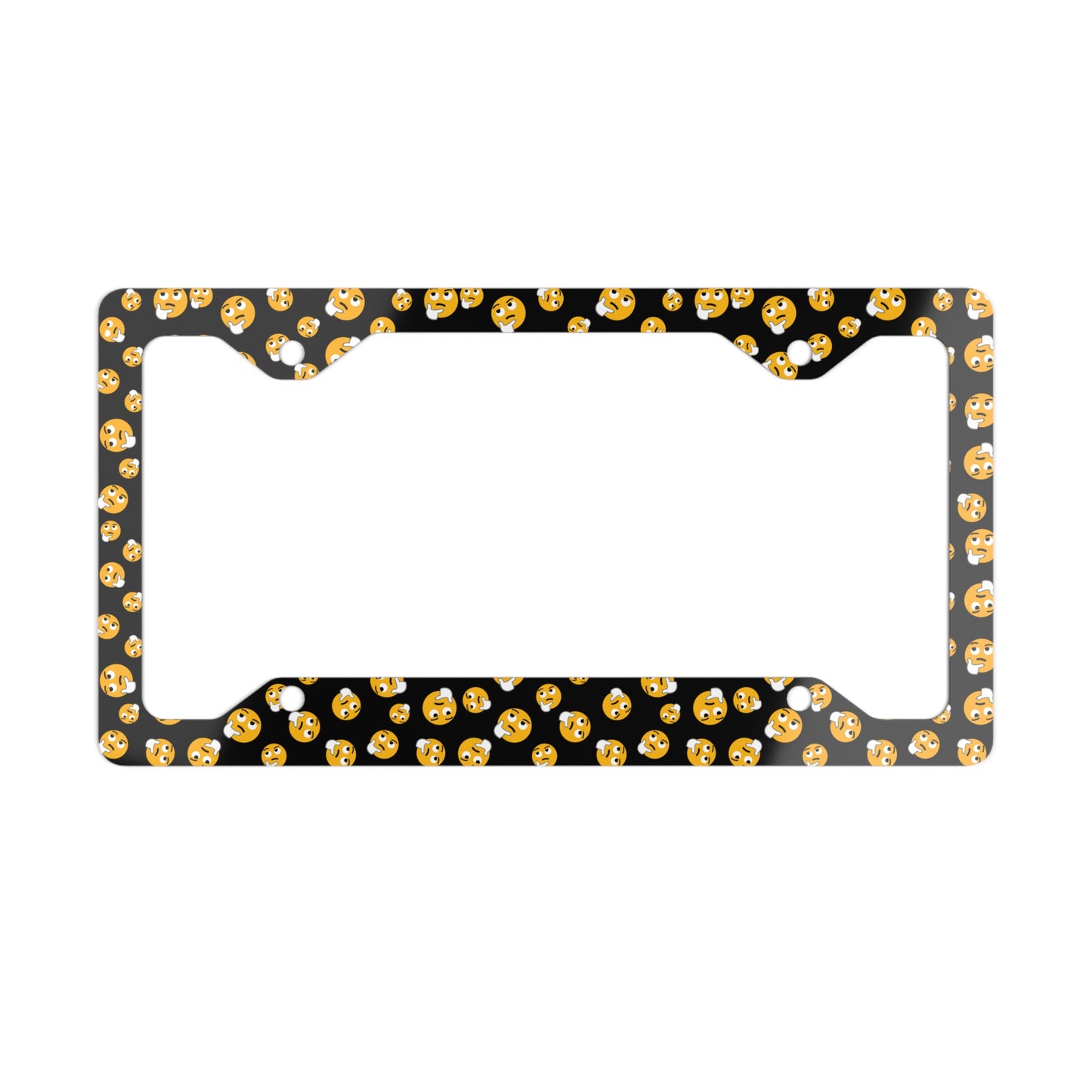 Gold Smiley Face Metal License Plate Frame — Cute Emoji Car Accessory